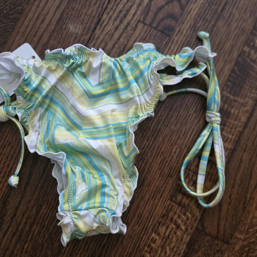 L*Space Striped Bikini Bottom - Green and Yellow